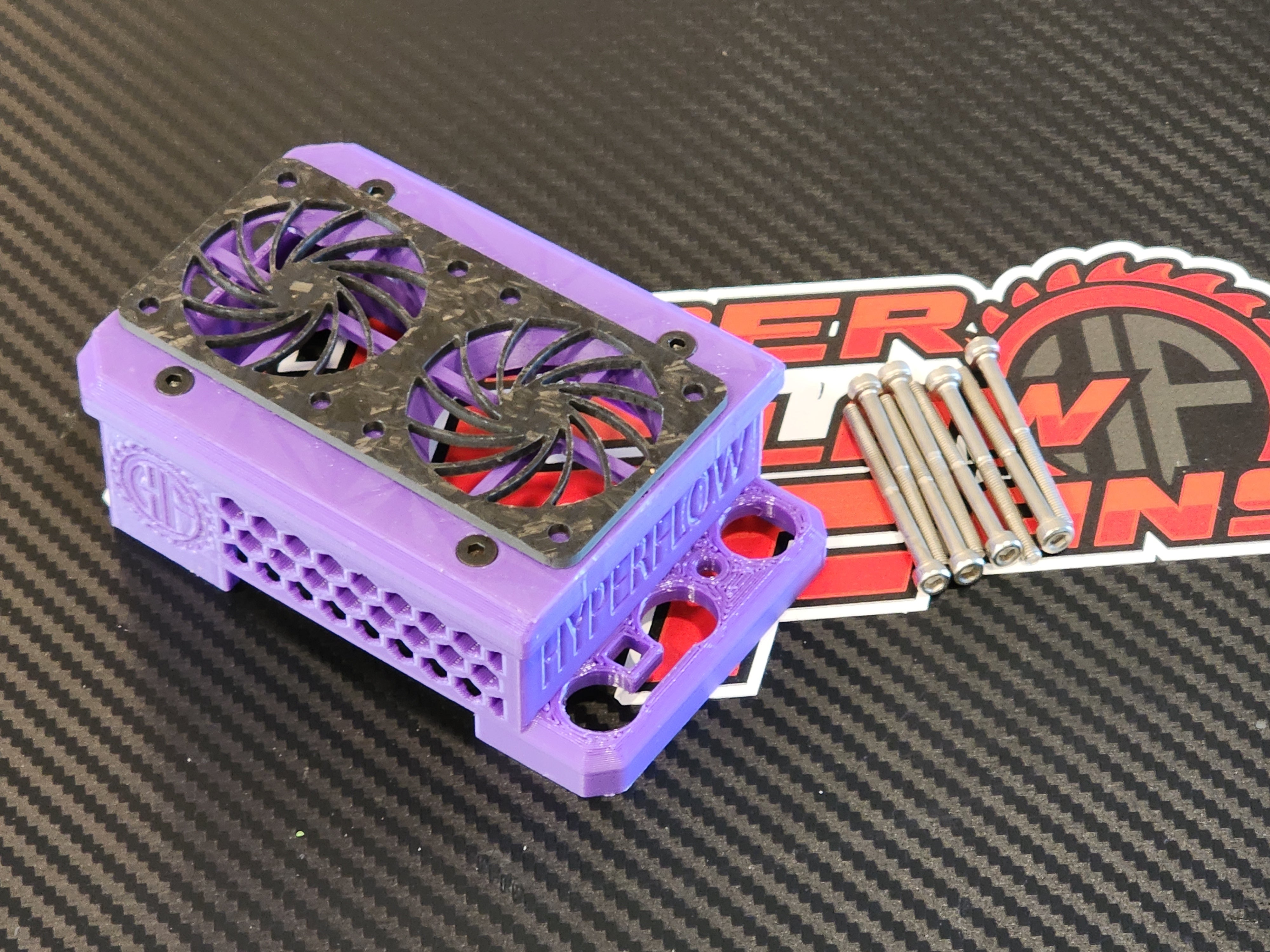 HobbywingESCパープル冷却ファンROCKETRCTHUNDER13.5 Hobbywing Max5 G2 Twin Fan Mount 3DP – HyperFlow Fans